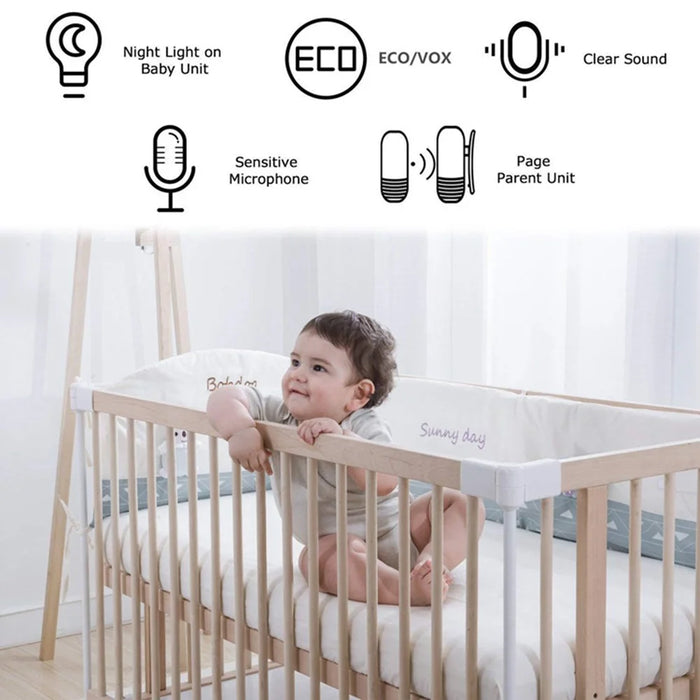DBM-8 Light Night Wireless Two-way Audio Baby Monitor Talk Back Intercom Sound Alert for Infant - AU Plug - 2