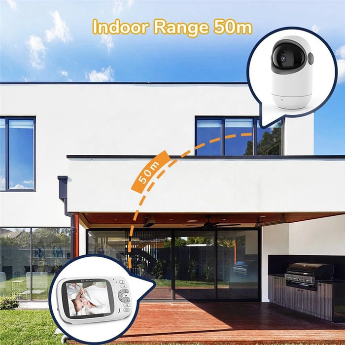 VB802 3.2 Inch Video Baby Monitor with Pan Tilt Camera Wireless Security Night Vision Temperature Monitoring Intercom Device - AU Plug - 4