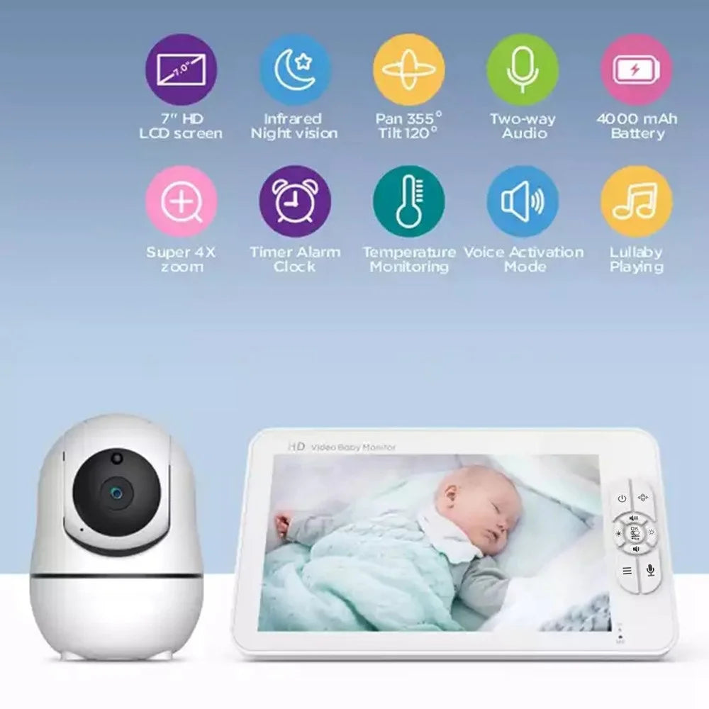 SM70PTZ 7-inch Wireless Digital Baby Monitor Night Vision Temperature Monitoring Two-Way Talk Security Camera - EU Plug - 2