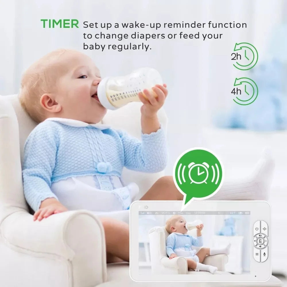 SM70PTZ 7-inch Wireless Digital Baby Monitor Night Vision Temperature Monitoring Two-Way Talk Security Camera - EU Plug - 3