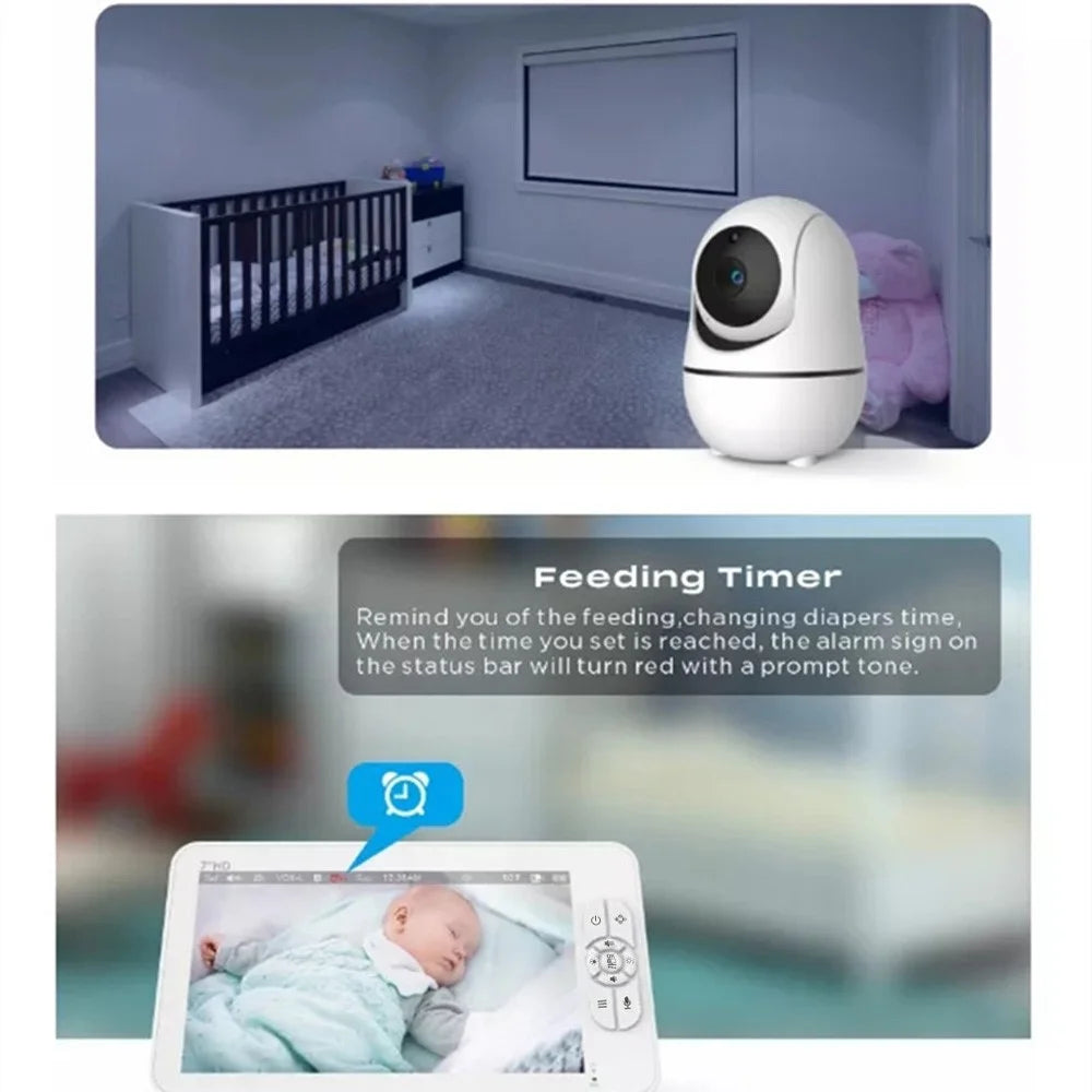 SM70PTZ 7-inch Wireless Digital Baby Monitor Night Vision Temperature Monitoring Two-Way Talk Security Camera - EU Plug - 5
