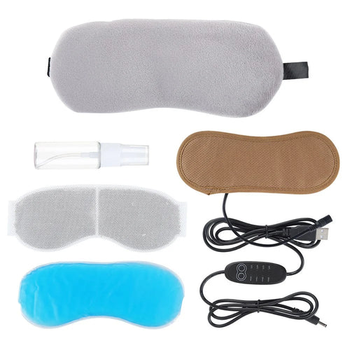 2-in-1 Heating Cooling Eye Cover USB Electric Heating Compress Eye Mask Ice Compress Eye Mask for Home Office School - Grey - 1