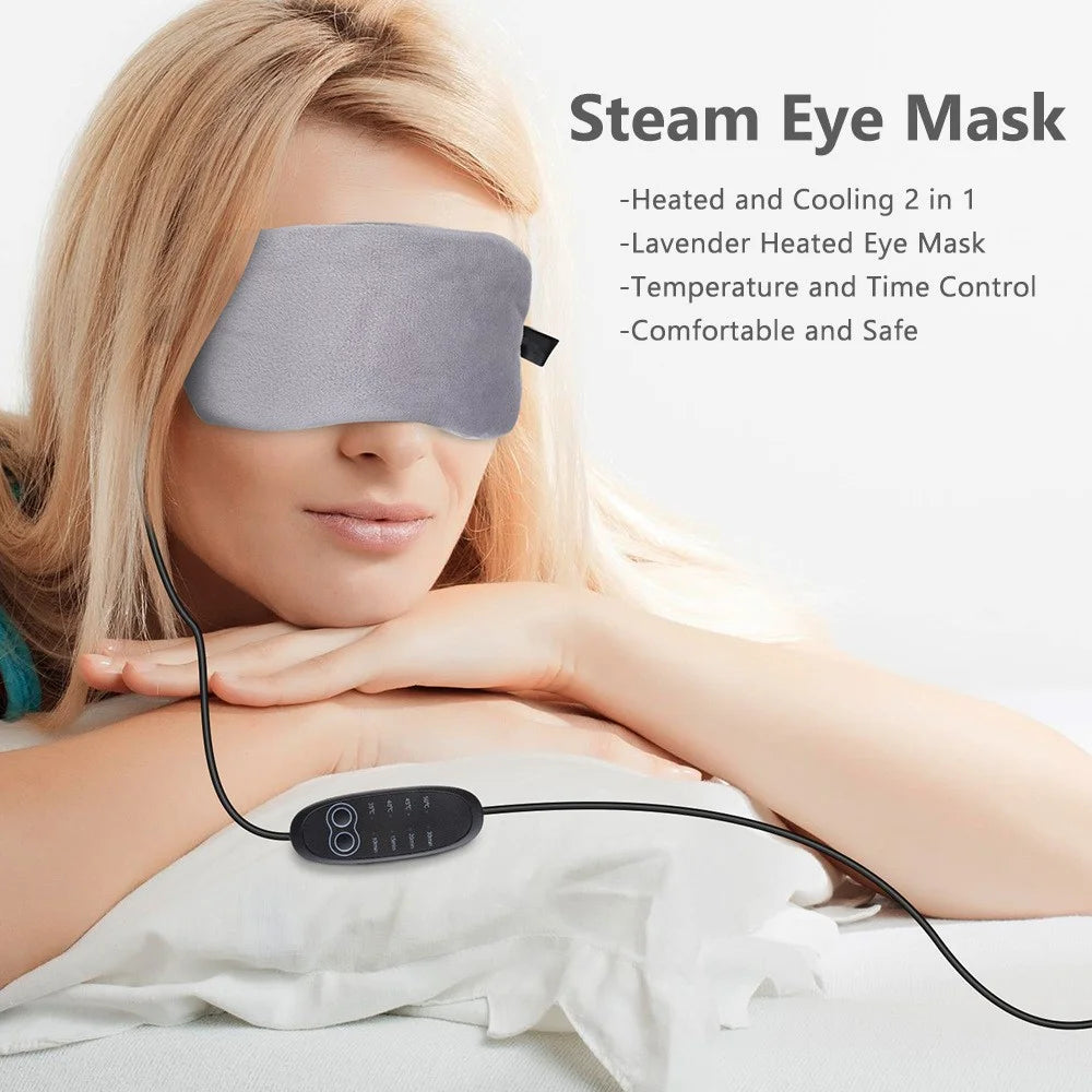 2-in-1 Heating Cooling Eye Cover USB Electric Heating Compress Eye Mask Ice Compress Eye Mask for Home Office School - Grey - 2