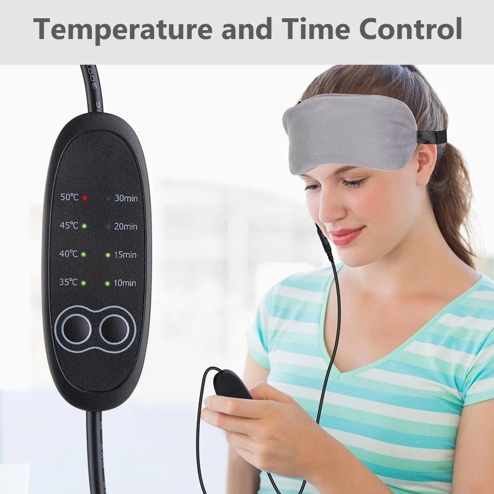 2-in-1 Heating Cooling Eye Cover USB Electric Heating Compress Eye Mask Ice Compress Eye Mask for Home Office School - Grey - 5