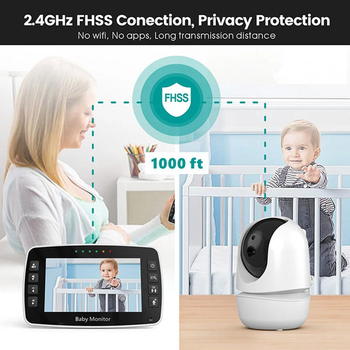 SM43A 4.3-inch Wireless Video Baby Monitor Night Vision Two-Way Intercom Surveillance Camera with Temperature Test - US Plug - 4