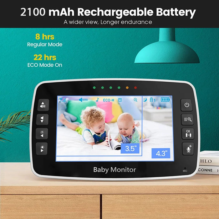 SM43A 4.3-inch Wireless Video Baby Monitor Night Vision Two-Way Intercom Surveillance Camera with Temperature Test - US Plug - 5