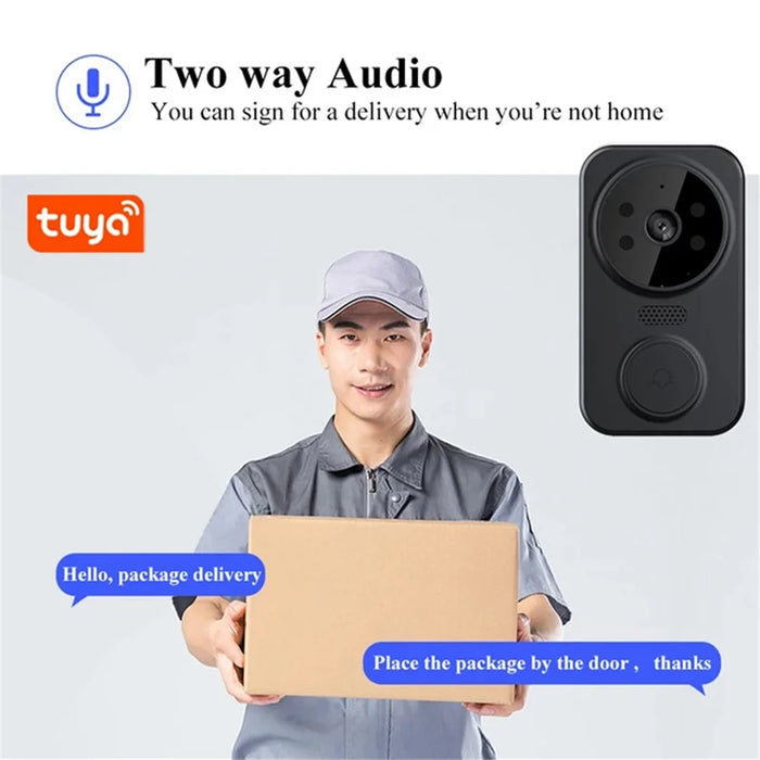 M8 Intelligent Home Wireless Remote Visual Doorbell Low Power Two-Way Audio HD Infrared Night Vision Tuya Doorbell - Black - 3