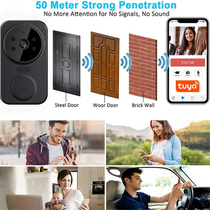 M8 Intelligent Home Wireless Remote Visual Doorbell Low Power Two-Way Audio HD Infrared Night Vision Tuya Doorbell - Black - 5