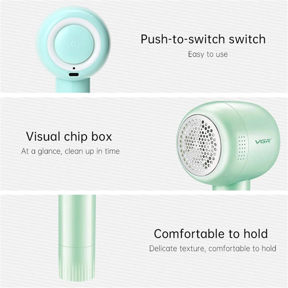 VGR V-813 Portable Electric Lint Remover Household Clothes Shaver Fabric Hair Ball Trimmer - Green - 6