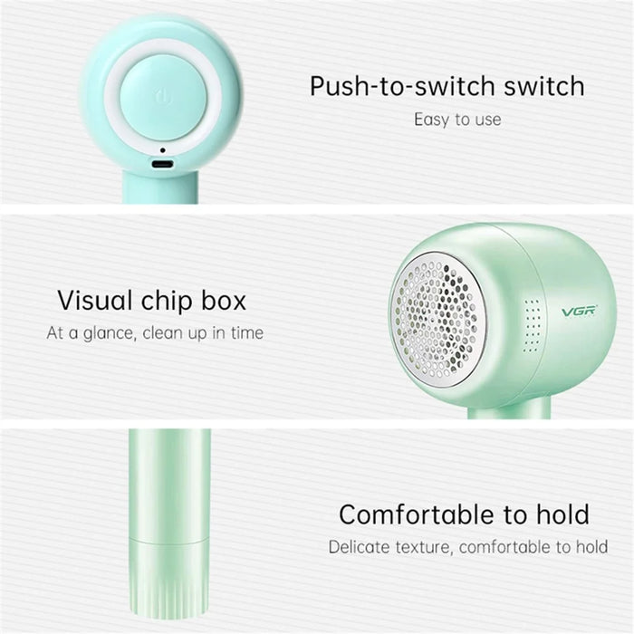 VGR V-813 Portable Electric Lint Remover Household Clothes Shaver Fabric Hair Ball Trimmer - Green - 6