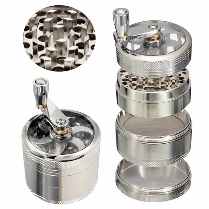 4 Layers Tobacco Grinder Manual Herbal Herb Mill Spice Crusher Smoke Grinder Crusher Hand Crank Muller, 55mm Diameter (BPA Free, No FDA Certificate) - 3