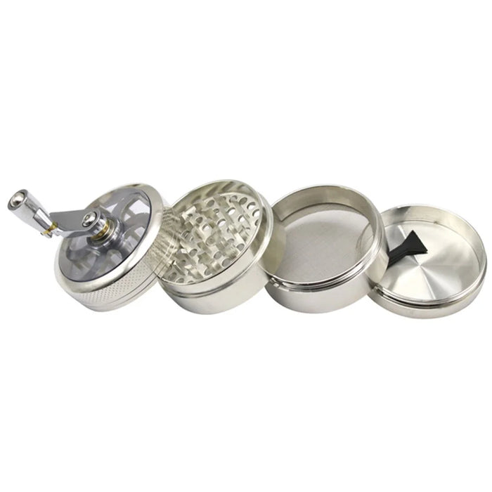 4 Layers Tobacco Grinder Manual Herbal Herb Mill Spice Crusher Smoke Grinder Crusher Hand Crank Muller, 55mm Diameter (BPA Free, No FDA Certificate) - 4
