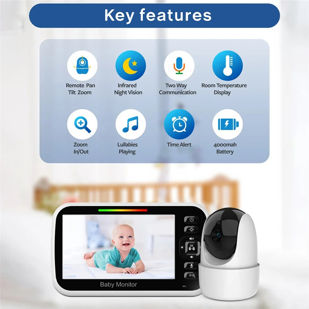 SM651 2.4GHz Wireless Baby Camera Monitor 5-inch Two-Way Voice Camera for Indoor Surveillance - AU Plug - 2
