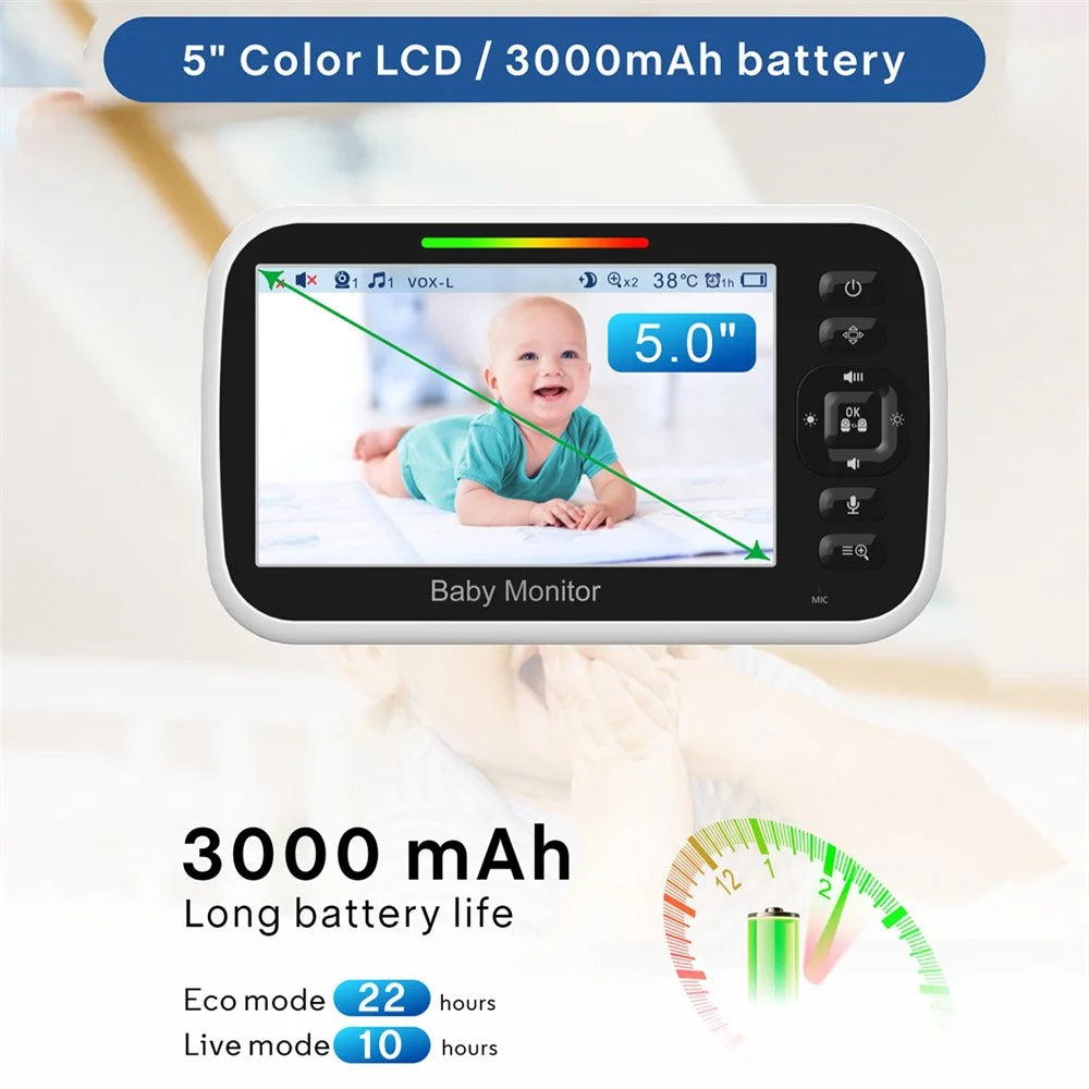 SM651 2.4GHz Wireless Baby Camera Monitor 5-inch Two-Way Voice Camera for Indoor Surveillance - AU Plug - 3