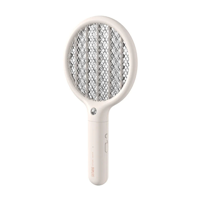 SOTHING Mini Electric Mosquito Swatter USB Rechargeable Handheld Fly Killer Racket with LED Light - White - 1