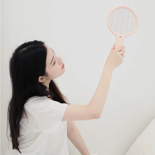 SOTHING Mini Electric Mosquito Swatter USB Rechargeable Handheld Fly Killer Racket with LED Light - White - 2
