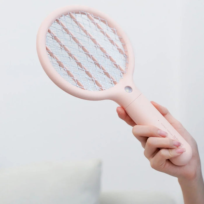 SOTHING Mini Electric Mosquito Swatter USB Rechargeable Handheld Fly Killer Racket with LED Light - White - 4
