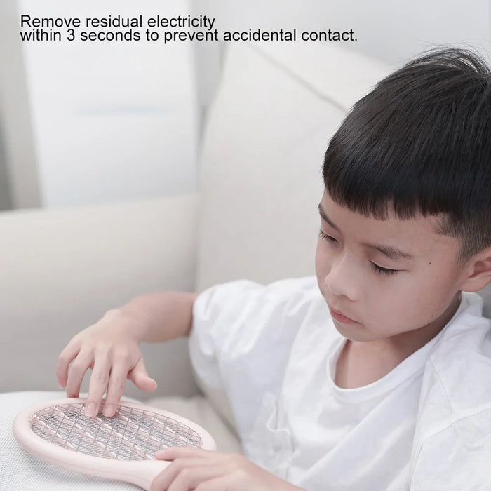 SOTHING Mini Electric Mosquito Swatter USB Rechargeable Handheld Fly Killer Racket with LED Light - White - 5