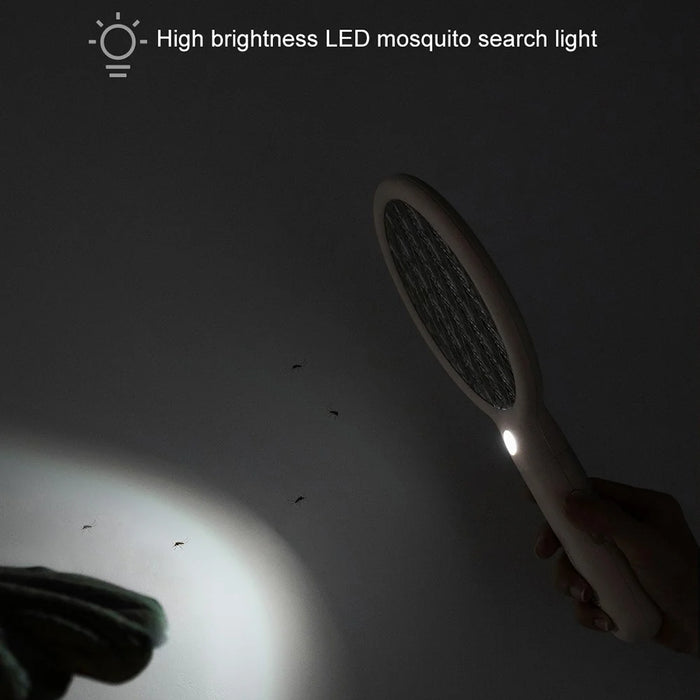SOTHING Mini Electric Mosquito Swatter USB Rechargeable Handheld Fly Killer Racket with LED Light - White - 6