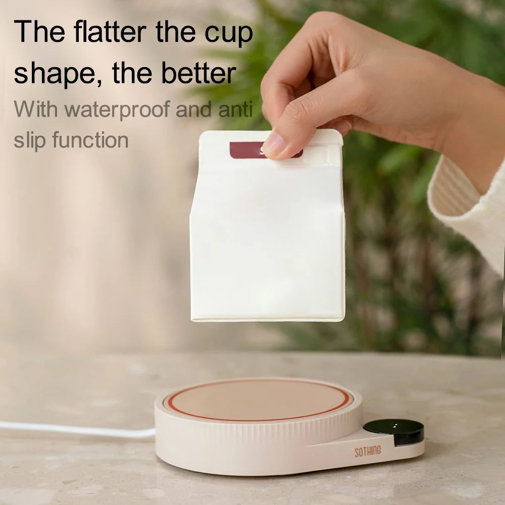 SOTHING Intelligent Digital Display Mug Heater Coaster Cup Warmer Milk Tea Heating Pad with 400ml Glass Cup, EU Plug (BPA Free, No FDA Certificate) - 4