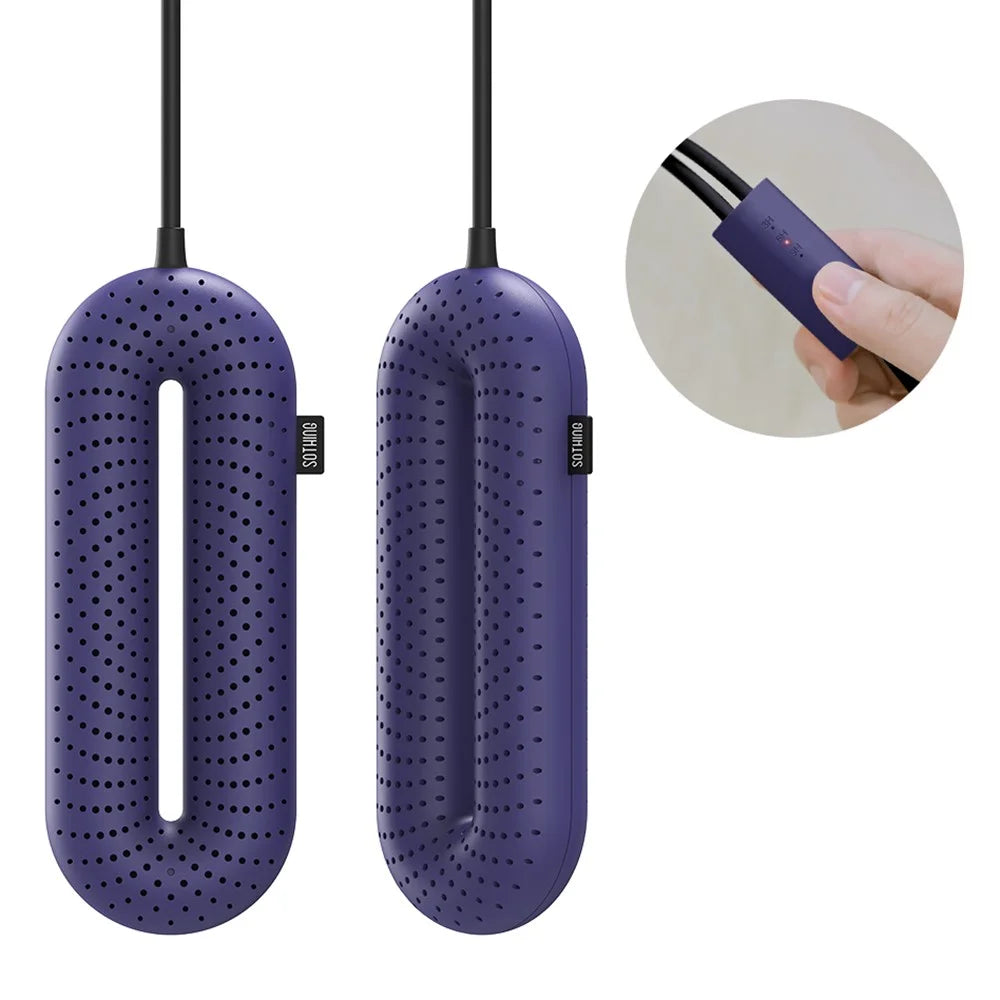 SOTHING Boot Shoe Dryer Portable Footwear Dryer Device with 3 Timer Modes for Rainy Seasons Winter Travel, CN Plug - Purple / Wire Control - 1