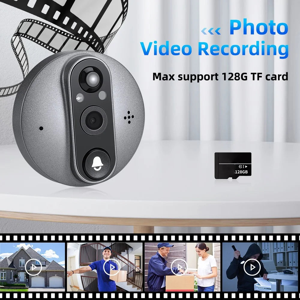 W88 4.3 inch Peephole Video Doorbell 1080P Camera WiFi Door Peephole Viewer Support PIR Motion Detection Night Light - 2