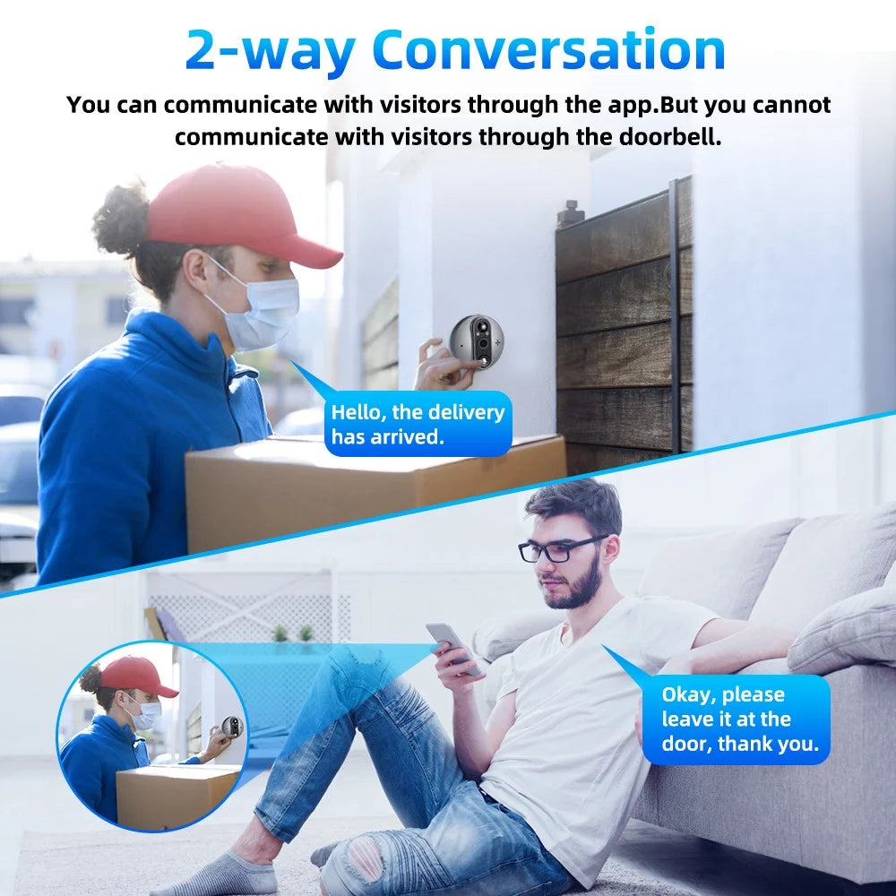 W88 4.3 inch Peephole Video Doorbell 1080P Camera WiFi Door Peephole Viewer Support PIR Motion Detection Night Light - 6