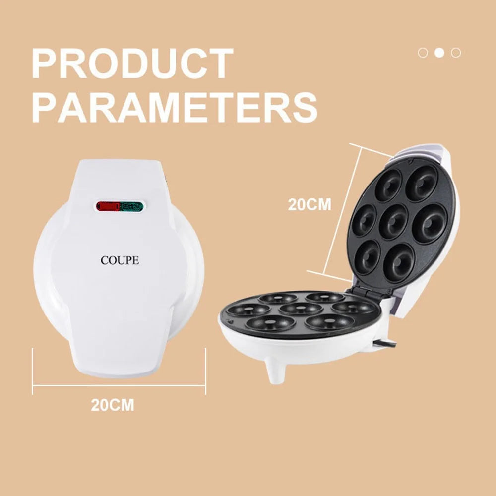COUPE CP530 Mini Donut Maker 7 Holes Electric Donut Press Machine for Home Kitchen (CE Certificated, No FDA) - Black / EU Plug - 7