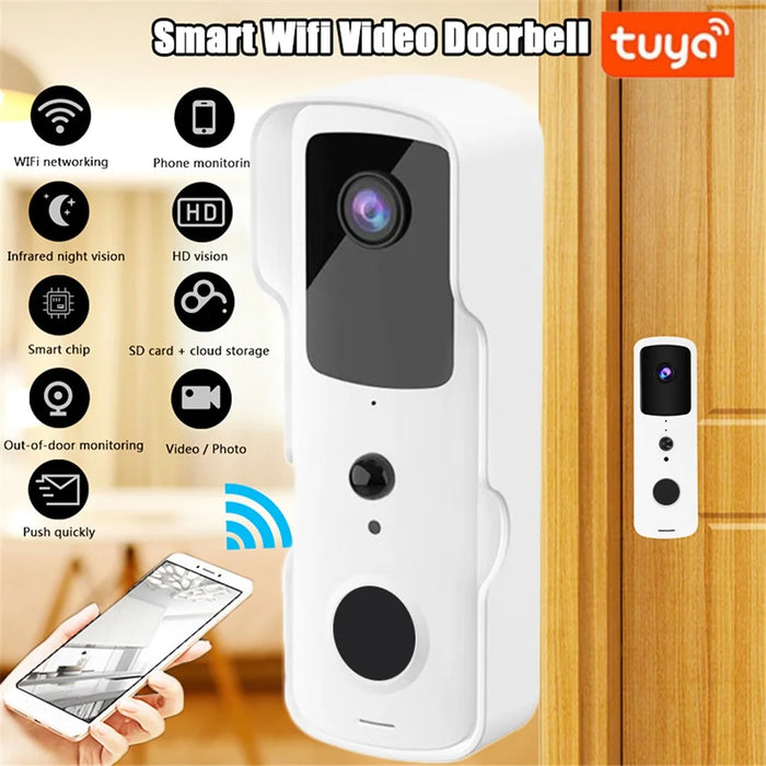 V30S Tuya Wireless Home Video Doorbell Remote Monitoring WiFi Intercom Doorbell - White - 2