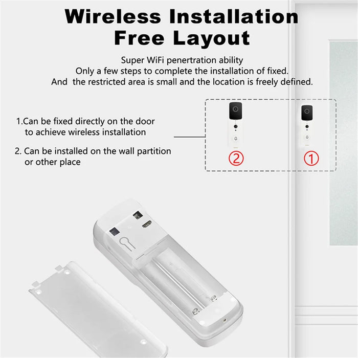 V30S Tuya Wireless Home Video Doorbell Remote Monitoring WiFi Intercom Doorbell - White - 7