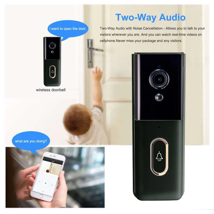 T204 Tuya WiFi Wireless Smart Video Doorbell Infrared Night Vision HD Display Doorbell - White - 3
