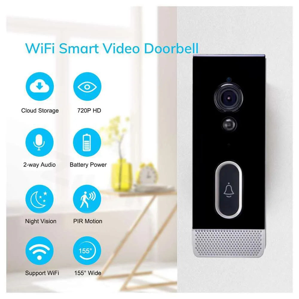 T205 Tuya Intelligent Low Power Wireless Visual Doorbell PIR Motion Detection Two-Way Talk 2.4GHz WiFi Doorbell - Black - 4