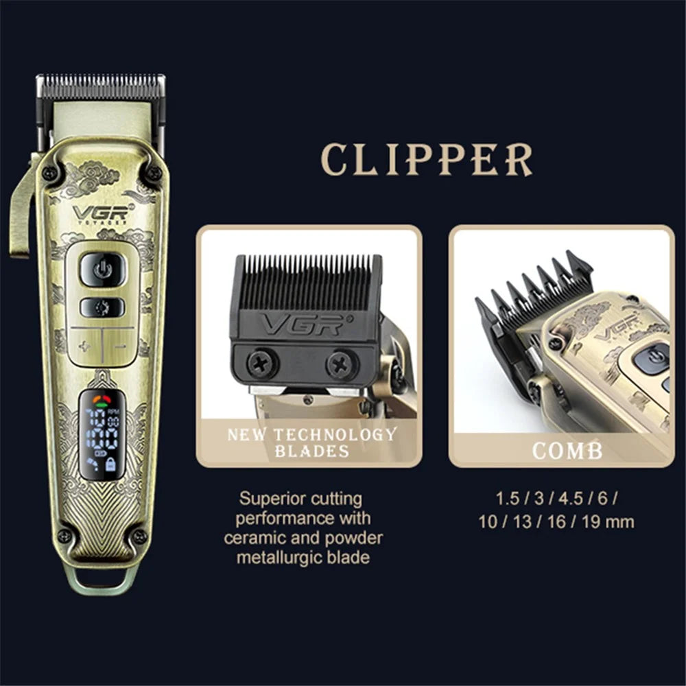 VGR V-643 Hair Clippers Shaver Metal Carving Cordless Hair Cutting Beard Razor Men Electric Hair Trimmer - 3