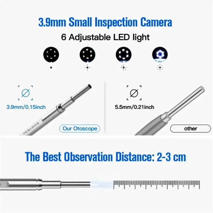 TESLONG MS450 HD 4.5-Inch Smart Screen Visual Ear Endoscope, 3.9mm Ear Otoscope - 6