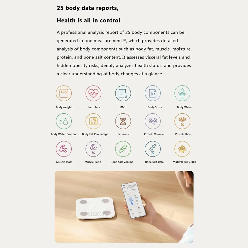 XIAOMI MIJIA S400 Accurate Body Fat Scale Bluetooth-compatible APP Monitor Digital Scale (Chinese Version) - Blue - 3