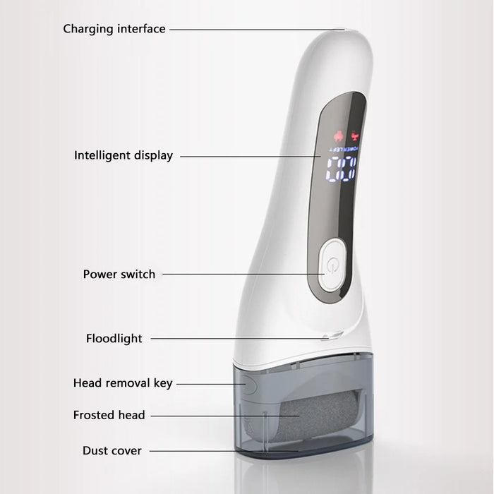 V-618 Electric Foot Callus Remover with Digital Display Pedicure Tools Foot Care Kit - Black - 7