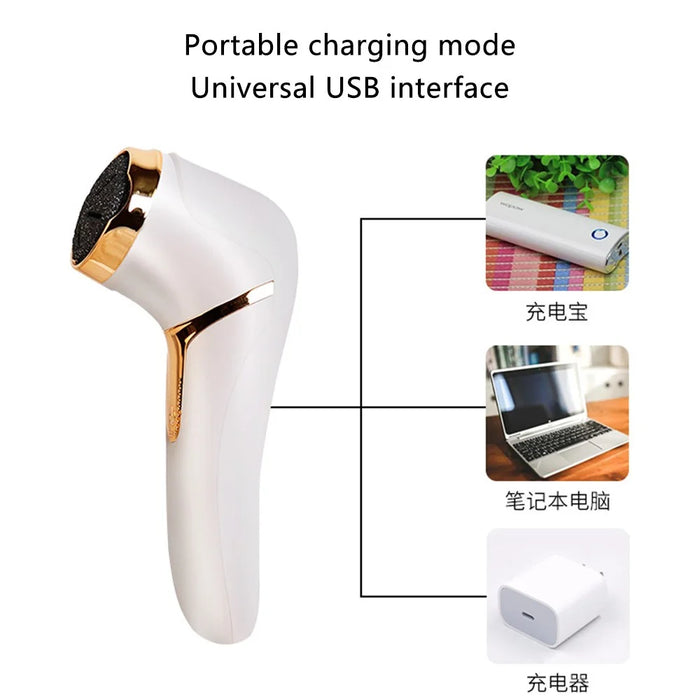 V-510 USB Rechargeable Electric Foot Callus Remover Vacuum Foot File Scraper with Digital Display - Black - 5
