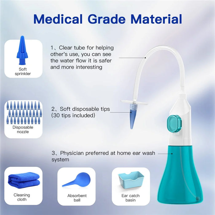 W10 Manual Ear Washer Ear Wax Removal Kit Home Ear Flushing Tools - Green - 5
