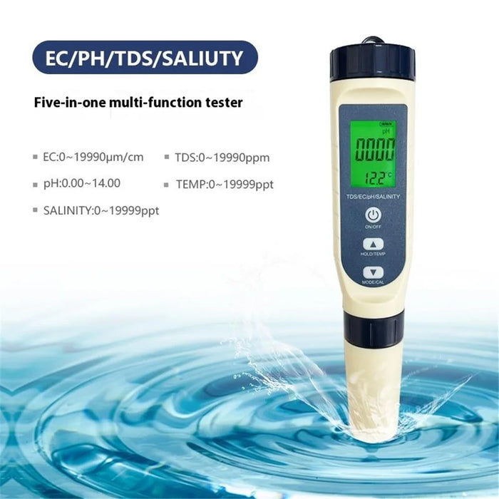 5-in-1 Multifunction Water Quality Test Pen EC / Ph / TDS / Temperature / Salinity Test Tool - 4
