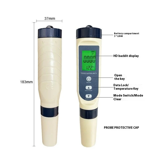 5-in-1 Multifunction Water Quality Test Pen EC / Ph / TDS / Temperature / Salinity Test Tool - 7