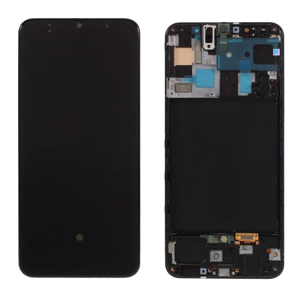 Grade C OLED Screen and Digitizer Assembly + Frame (without Logo) for Samsung Galaxy A50 SM-A505 - Black - 1