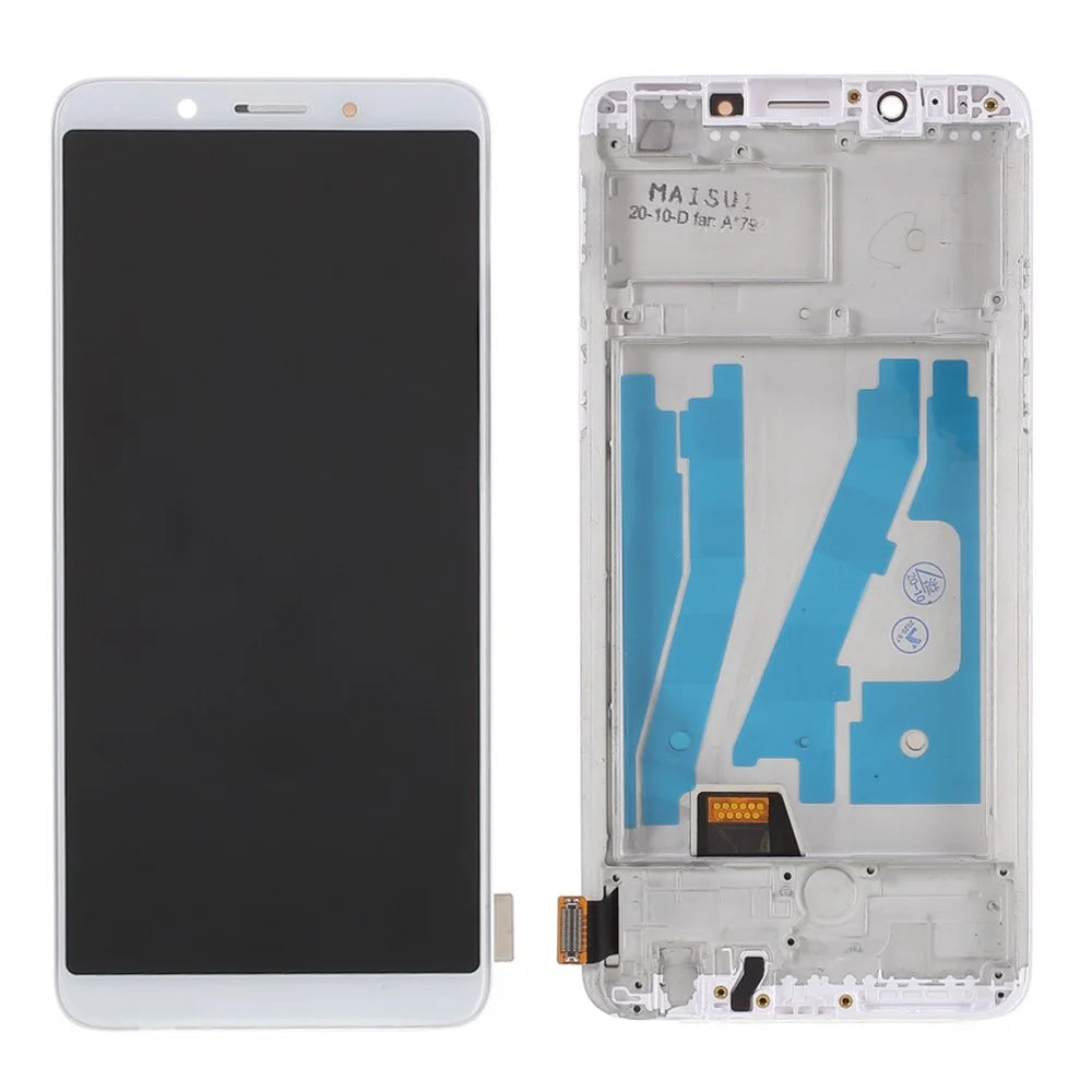 For Oppo A79 (2017) LCD Screen and Digitizer Assembly with Frame Replacement Part (In-Cell Craft) - White - 1