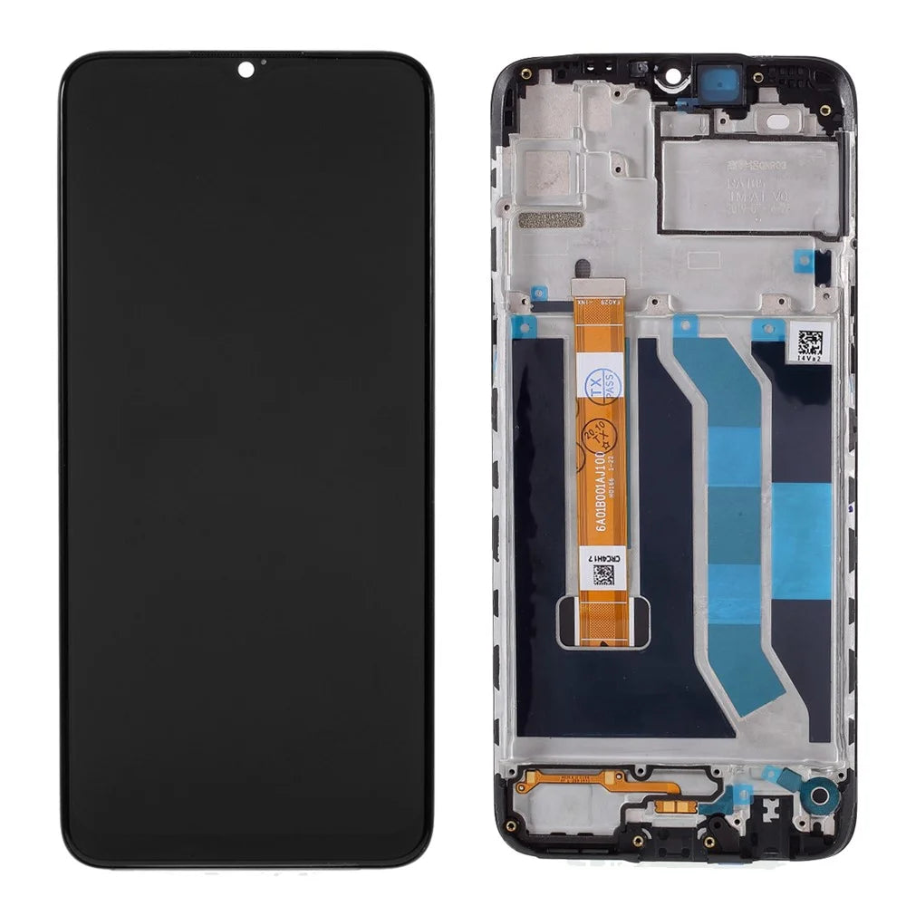 OEM LCD Screen and Digitizer Assembly + Frame Replacement Part for Realme 5 - Black - 1