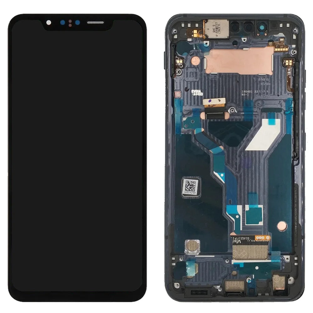OEM AMOLED Screen and Digitizer Assembly + Frame (Without Logo) for LG G8s ThinQ LMG810, LM-G810, LMG810EAW - Black - 1