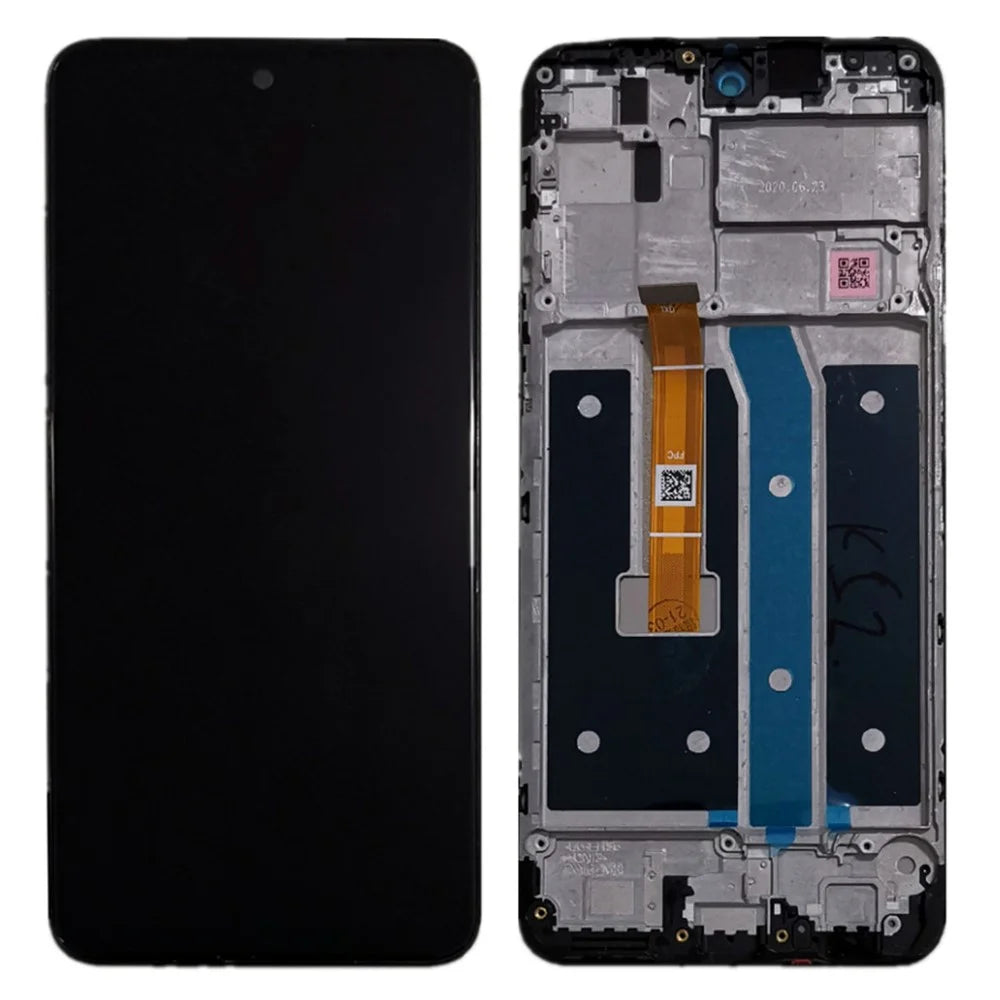 Assembly LCD Screen and Digitizer Assembly + Frame Part (without Logo) for LG K52 - Black - 1
