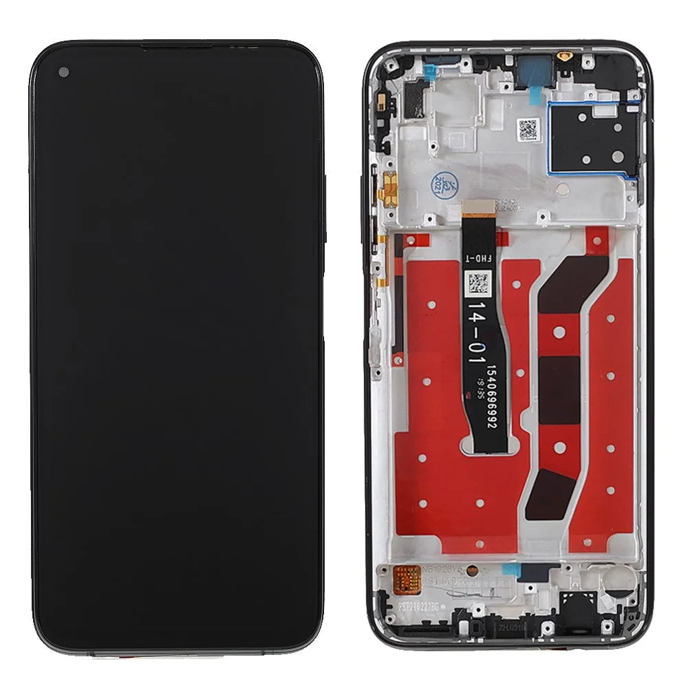 For Huawei P40 lite 4G/nova 6 SE LCD Display Screen and Digitizer Assembly + Frame Replacement Parts (without Logo) - Black - 1