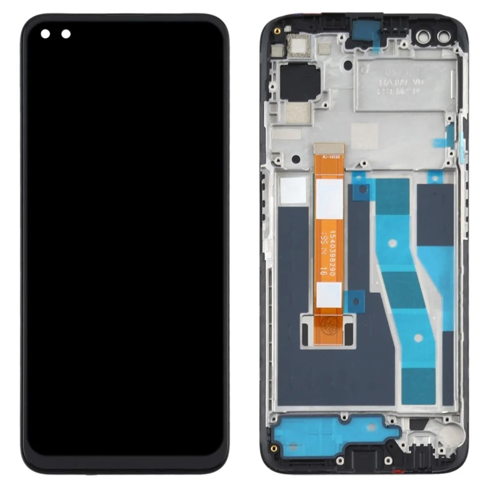OEM LCD Screen and Digitizer Assembly + Frame Repair Part for Realme 6 Pro - Black - 1