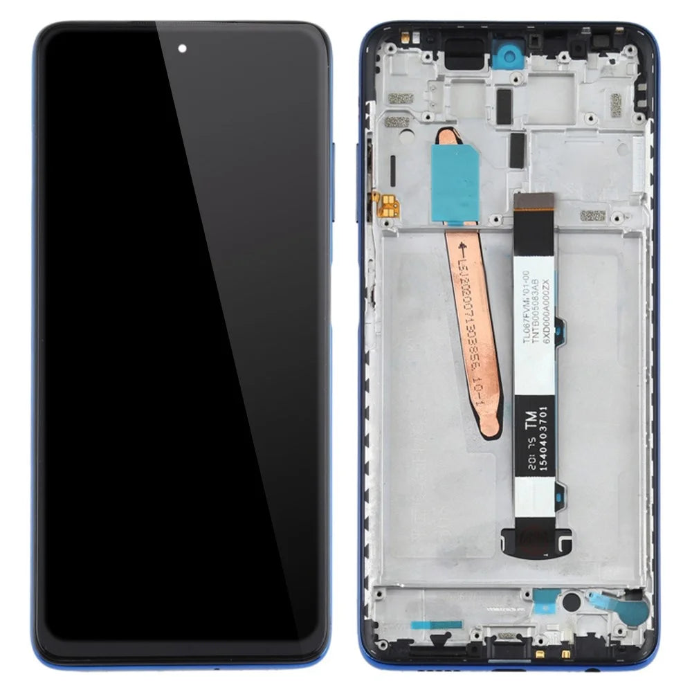For Xiaomi Poco X3 / Poco X3 NFC / Poco X3 Pro Grade C Assembly LCD Screen and Digitizer Assembly + Frame Part (without Logo) - Blue - 1