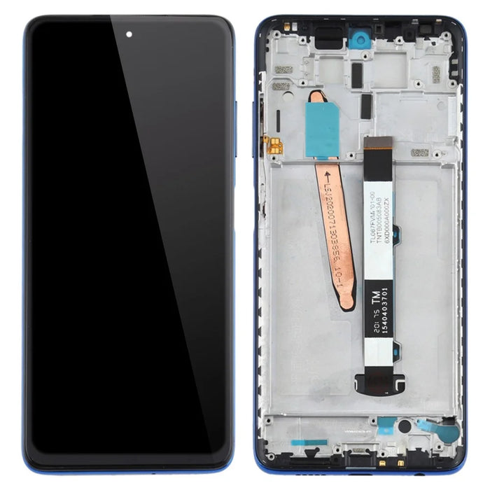 For Xiaomi Poco X3 / Poco X3 NFC / Poco X3 Pro Grade C Assembly LCD Screen and Digitizer Assembly + Frame Part (without Logo) - Blue - 1