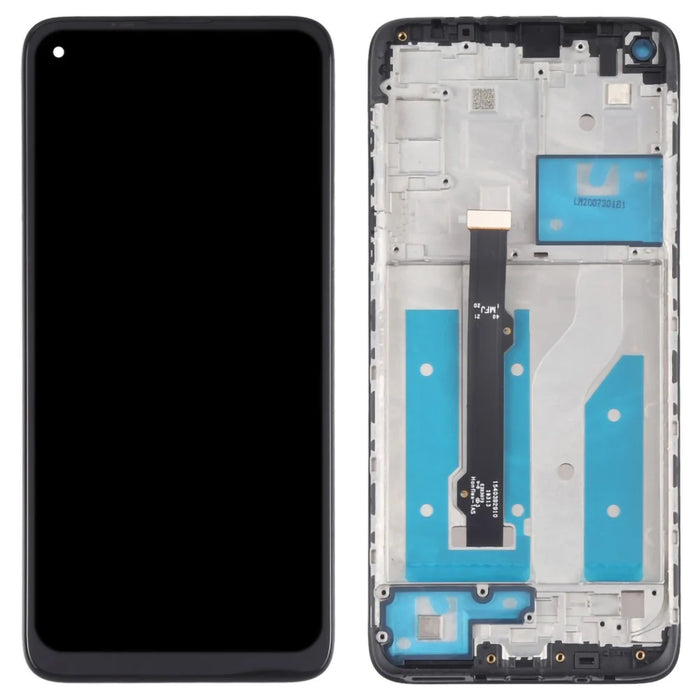 For Motorola Moto G8 XT2045-1 Grade B LCD Screen and Digitizer Assembly + Frame Replacement Part (without Logo) - Black - 1